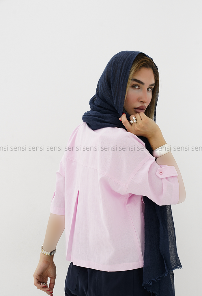 شومیز زنانه لینن جلو زیپ کد1006373